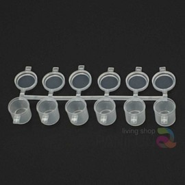 Mini 6-Compartment Paint Dispensing PE Container, Empty Plastic Dispensing Bottle One-touch Cap 4ea