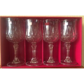 Cristal d'Arque SET OF FOUR Cristal d'Arques LONGCHAMP CLEAR 5 1/2 oz Wine Glasses, 6 1/4". NEW