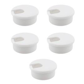 HJGarden 5pcs 1-3/4 inch Desk Wire Cord Cable Grommets Hole Cover for Office PC Desk Cable Cord Organizer Plastic Cover White