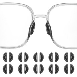 HARFINGTON 10 Pairs Eyeglass Nose Pads 3.2mm Thickness Silicone Adhesive Anti-Slip Glasses Nose Grips Air Bag D-shaped Glasses Nose Pads for Plastic Frames Glasses Sunglasses, Black