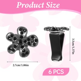 Piriuuo 6 Pcs Daisy Flower Car Air Vent Clips, Bling Car Air Freshener Clips Cute Car Air Conditioning Outlet Clip for Interior Decoration Flower Accessories for Women Girls (Black)
