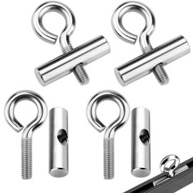 Pack of 4 Piping Stoppers 8-10 mm Stopper for Piping Rail Keder Stopper with Carabiner Stainless Steel Piping Rail Accessories Camping Blocking Kit for Caravan Motorhome Campervan Caravan Camping Tent Boat