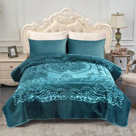 MERRY HOME Korean Fleece Blanket King Size,85 X 95 Inches- 9 Lbs, Single Ply, Soft Heavy Thick Warm Raschel Blanket for Winter, Autumn (Teal)