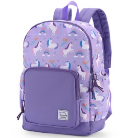 VASCHY Toddler Kid Backpacks for Girls, Cute Lightweight Water Resistant Preschool Backpack for Children Chest Strap Unicorns
