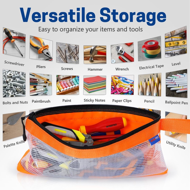 WISEPRO 6 Pack Tool Pouch with Zipper, Waterproof 600D Clear