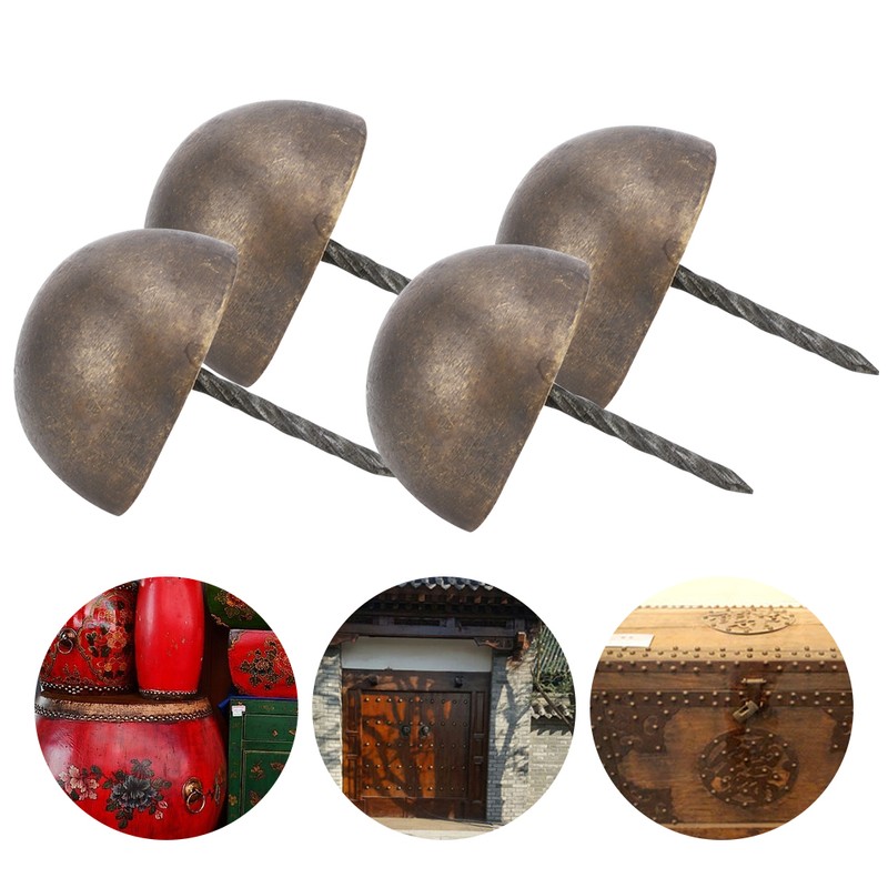4Pcs Upholstery Nail Round Head Antique Brass Decorative Sofa Furniture