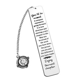 URSKYTOUS Retirement Gifts for Women Men Retirement Bookmark You Will Be Missed Compass Metal Bookmark Teacher Friends Coworker Leaving Gifts Farewell Going Away Goodbye Gift for Graduation New Job