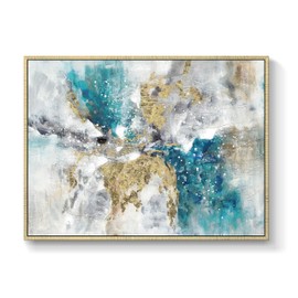 TAR TAR STUDIO Abstract Canvas Framed Wall Art: Marble Abstract Heavy Texture Pictures Minimalist Painting with Gold Foil for Bedroom (40”W x 30''H, Multiple Sizes)