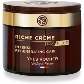 Yves Rocher Crema hidratante facial Riche Crème Anti-envejecimiento Intense Regeneradora de día y noche con aceites preciosos, para piel madura + piel seca, frasco de 2.5 fl oz