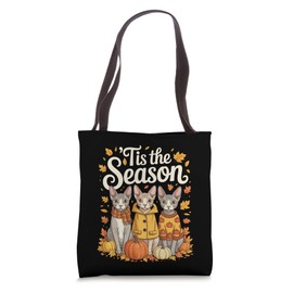 Tis The Season Sphynx Cat Fall Autumn Pumpkin Tote Bag