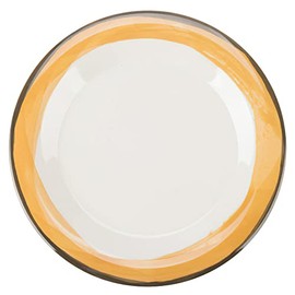 G.E.T. 7.5" Ivory/Yellow Heavy-Duty Wide Rim Melamine Salad Plate (Set of 4)