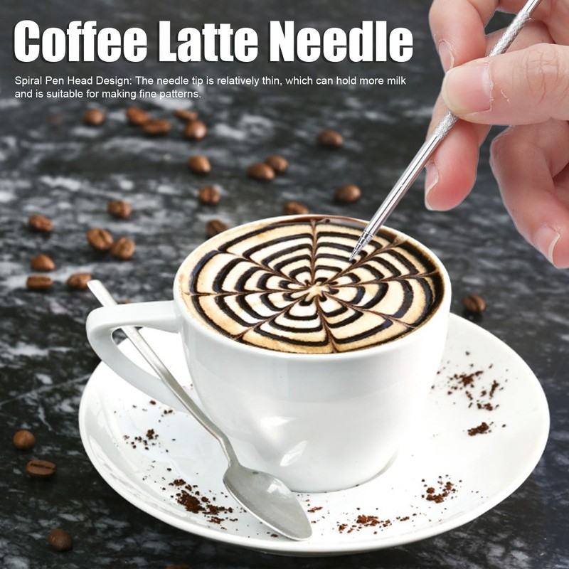 7Pcs Stainless Steel Coffee Latte Needle DIY Coffee Art Pen