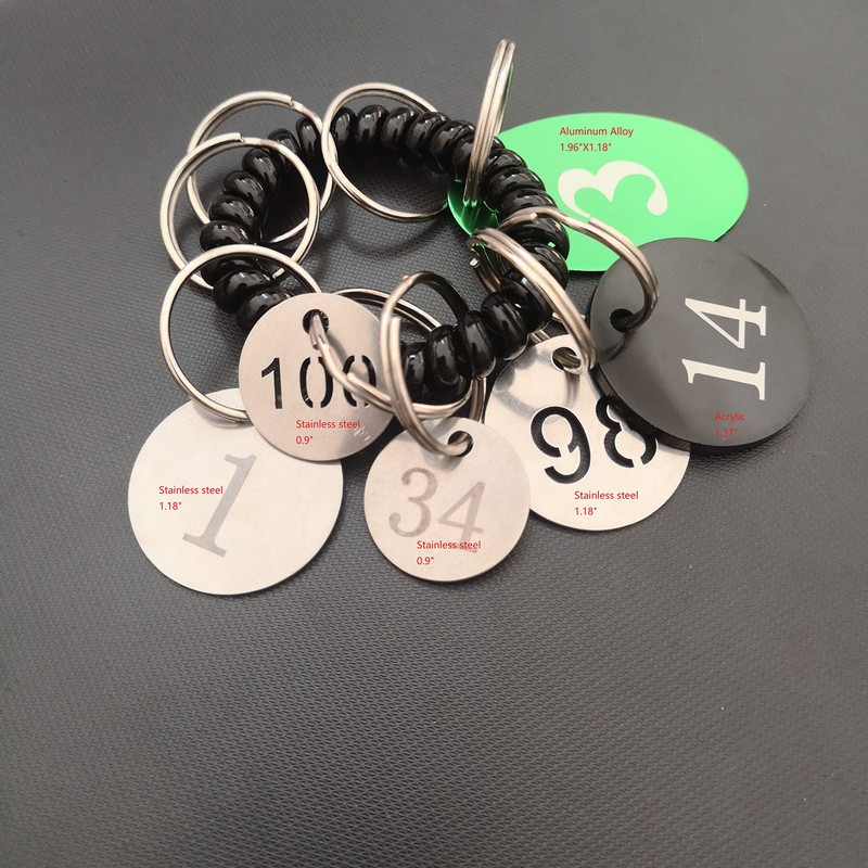 Diameter 1.18 Inches Bigger Hollowed Stainless Steel Number Tags Key