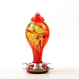 ZILOOK Alimentador de colibrí de vidrieras Que Incluye cordón y Gancho para Foso, Gancho Resistente a Las Hormigas… (Rojo, Banda)