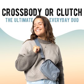 Braxley Unisex Clutch Bag & Belt Bundle - Crossbody and Fanny Pack for Men & Women - Full Length Stretch Belt Design – RFID Blocking Convertible Belt Bag | Washable and Durable