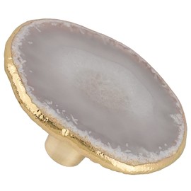 KYEYGWO Pack of 4 Irregular Agate Slices Furniture Knobs, Polished Agate Gemstone Drawer Knobs, Brass Cabinet Knobs, House Decor, Pull Handle, Stone Cabinet Knobs, Dresser Knobs, Natural Colour