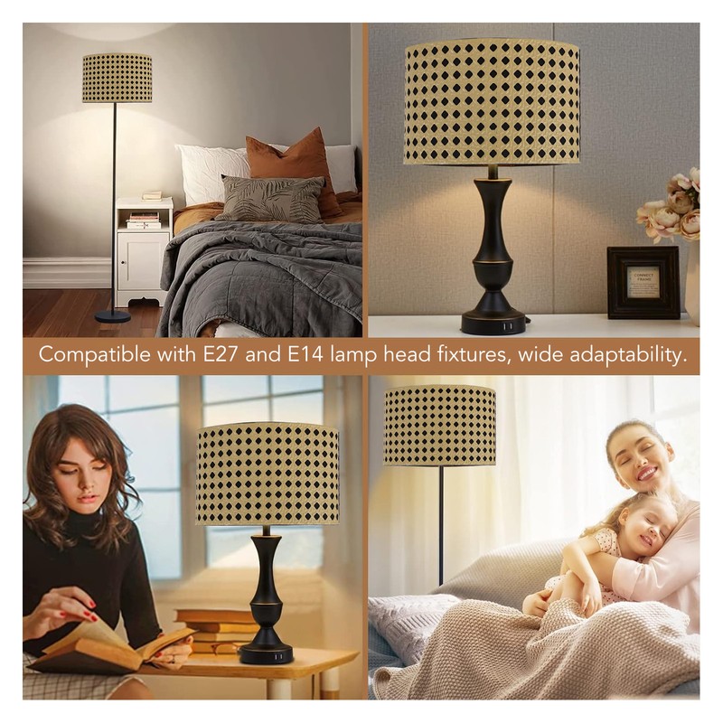 Lampshade Oval Shaped Hollow Metal Carved Compatible E27 E14 Caliber
