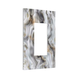 Xuejiaku Light Switch Cover Plate Marble Grey Gold Black Art Abstract Luxury 1 Gang Outlet Covers Single Rocker Decorative Switch plates Electrical Wallplates GFCI Receptacle for Bathroom Bedroom