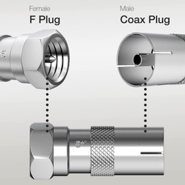 CNOYEEO 4Pcs TV Aerial Connector F Male to TV Female TV Aerial Socket Coax Adapter for Aerial Cables Satellite Cables 9.5TV Female to F Type Connector