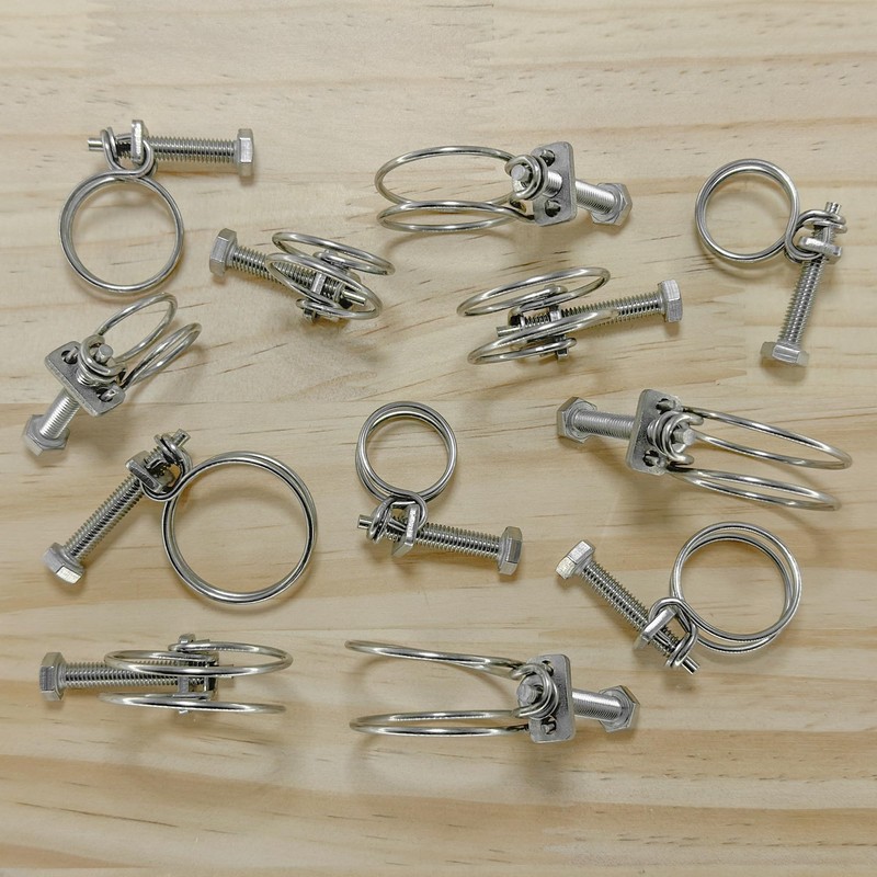 12 PCS Adjustable Double Wire Hose Clamps,304 Stainless Steel Hose