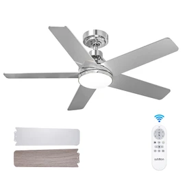 addlon Ceiling Fans with Lights, 42 inch Nickel Ceiling fan with Light and Remote Control, Reversible, 3CCT, Dimmable, Noiseless, Small Ceiling Fan for Bedroom, Farmhouse, Indoor/Outdoor Use