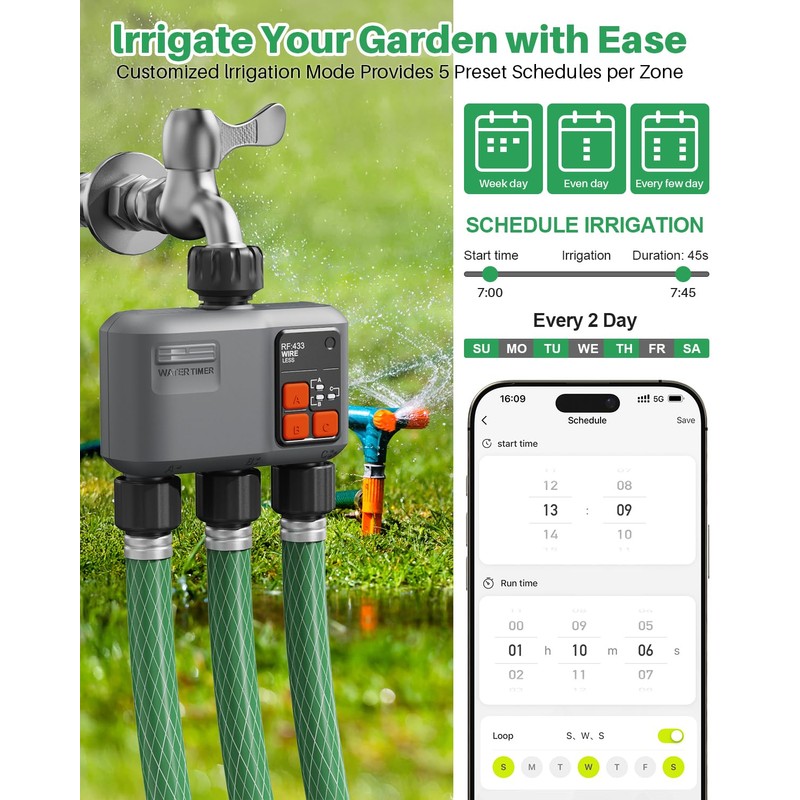 johgee Irrigation Computer WLAN 3 Outputs with 300 m RF