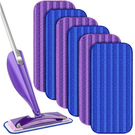 Reusable Mop Pads Compatible with Swiffer Wet Jet Mop- 6 Pack Wet Pads Refill Washable Microfiber Mop Pads Wet Dry Mopping Cloths Replacements for Swiffer Wetjet 12" Mop All Purpose Floor Cleaning