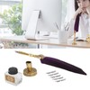 Feather Pen Exquisite Vintage Elegant Stainless Steel Smoothly Writing Wear