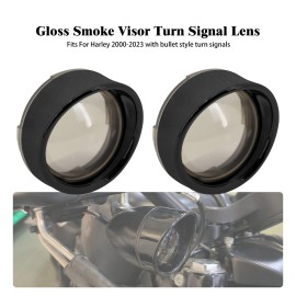 HDBUBALUS Gloss Black Visor Turn Signal Light Somke Lens Cover For Harley Touring Softail