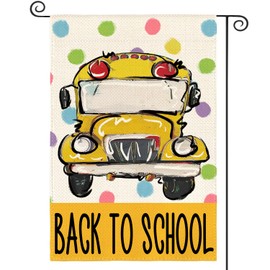 AVOIN colorlife Welcome Back to School Garden Flag 12x18 Inch Double Sided, Polka Dots First Day of School Yard Outdoor Decoration