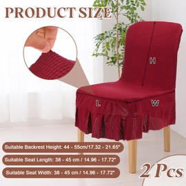 sourcing map 2Pcs Dining Room Chair Covers, Parson Chair Slipcover with Skirt, Stretch Chair Seat Protector for Dining Room Restaurant Banquet, Red
