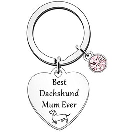 JETTOP Dachshund Mum Gifts for Woman Keyring - Dachshund Lover Gifts for Best Friend Birthday Christmas Best Dachshund Mum Ever
