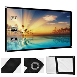KIMISS 72 inch Projector Screen Portable Projector Screen with 16:9 HD Screen Foldable Projector Screen - 159cm(W) X 90cm(H) Matte White Widescreen for School Home Theatre Cinema Office