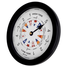 JUSTIME 8.5 Inch Atlantic Tide Clock for East Coast, High Tide Low Tide Clock with Plastic Water Resistant Case, Colorful Graphics Designed Home Wall Décor(TT020-Flag Black)