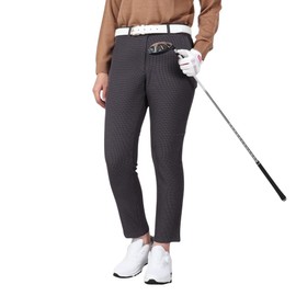 Munsing Wear MG4FLP80L Women's Golf Pants, 9/4 Length, Houndstooth Pattern, Plain, Stretch, Belt Loop, Golf Pants,, BK00 (Black)