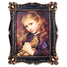 BENERAY Vintage Black Picture Frame 5x7 Inch, Luxury Antique Photo Frames with Glass Front, Antique Golden Border, Horizontally or Vertically Tabletop