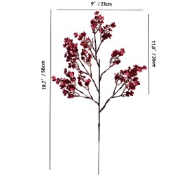 ONLY ART 6 Bundles Burgundy Flowers Silk Babys Breath Artificial Flowers 19.7" for Home Kitchen Wedding Party Decorations New Year Spring (Vase Not Include)