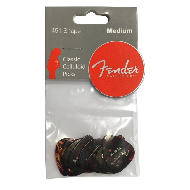 Fender 098-0451-800 451 Shape Picks, 12 Count, Shell, Medium
