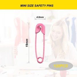 Pink Safety Pins,Small Safety Pins for Clothes,19mm Metal Mini Saftey Pin for Tag Art Crafting Sewing Jewelry Making (120Pcs/Box)