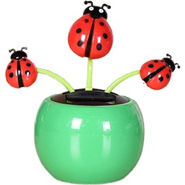 Seven-Starred Ladybug 14cm Car Dashboard Decorations, Paste Shaking Head Mirror Dashboard Decor for Car Interior Home Office Desk Decoration Automobile Accessories