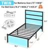 CLIBFENG Twin Bed Frame with Headboard,Heavy Duty Steel Slats Support-LED