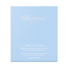 Olivanna Instant Hydra Glow Hyaluronic Acid Sheet Mask - Hydrating Face Masks - Aloe Vera and Brown Algae for Dry, Sensitive Skin - 5 Pc