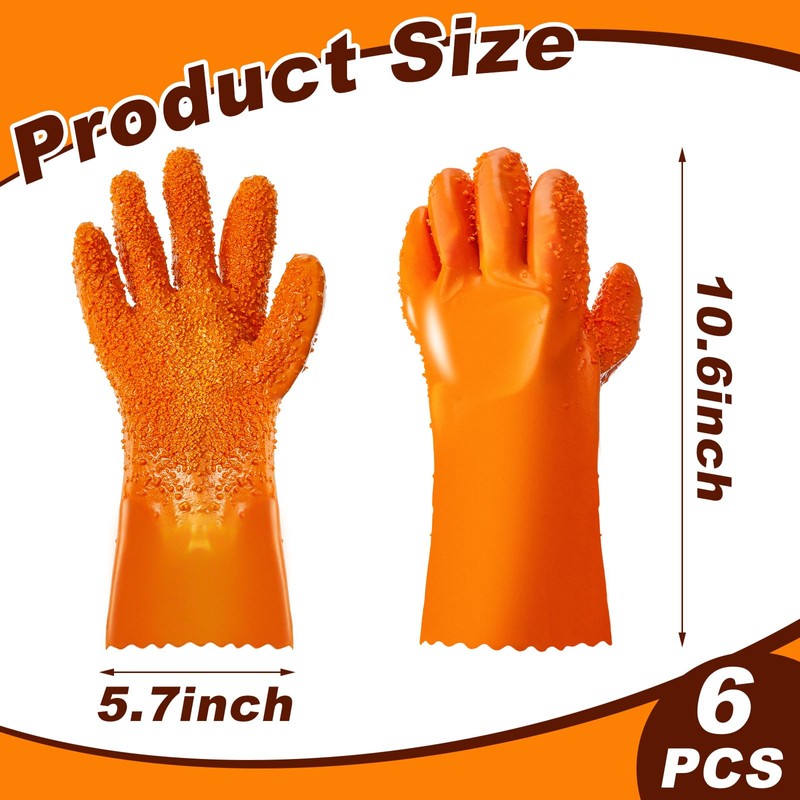 Jecery 6 Pairs Plumbing Snake Gloves Sewer Gloves Abrasion Resistant