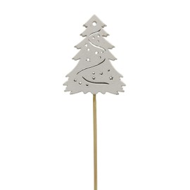 DARO DEKO Wooden Flower Stakes, Christmas Tree Stakes, 36 cm Decorative Stakes, White 1 Set - 12 Pieces