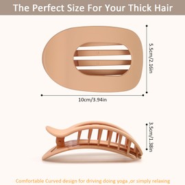 8 pack Flat Hair Claw Clips for Women Curved Design Hair Clips for Lying Thick Strong Non slip with Comb Teeth Strong Hair Clip Decoration Big Clips Girls ladies