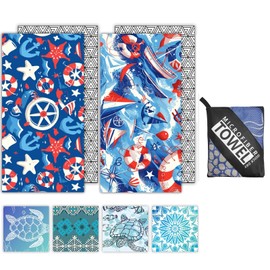 Microfibre Beach Towels for Adults - 2 Pack 180x100cm Lightweight Beach Towel Extra Large, Sand Free & Quick Dry Beach Towel Extra Large for Travel, Swim, Sports (Nautical Motifs)
