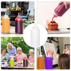 Uceoo 27 Ounce 800ml 27oz Squeeze Squirt Condiment Bottles with Cap Lids- top dispensers for ketchup mustard mayo hot sauces olive oil Household Kitchen,Narrow-mouthed
