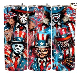 Handmade Horror Independence Character 4th Of July 20oz Tumbler Travel Insulated Tumblr