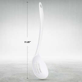 Ram-Pro Melamine Slotted Spoon White Hard Plastic Heavy Duty Mixing Spoon High Heat Resistant Serving Utensil Cooking Spoon Kitchen Tool for Mixing Cooking and Stirring Pack of 2