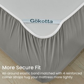 GOKOTTA 3-Pcs Twin XL Sheets Set, 15" Deep Pocket XL Twin Sheets with Elastic Corner Straps, Luxury Ultra Soft Brushed Microfiber Twin XL Size Sheets - Non Slip, Hypoallergenic, Easy Care - Light Grey